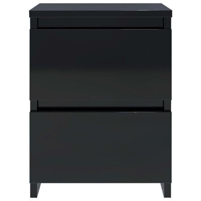 vidaXL Нощно шкафче, черно със силен гланц, 30x30x40 см, ПДЧ