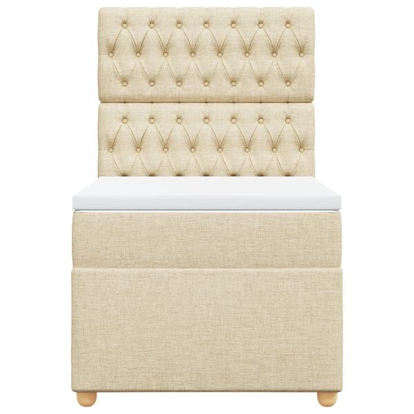 vidaXL Боксспринг легло с матрак, кремава, 90x200 см, плат