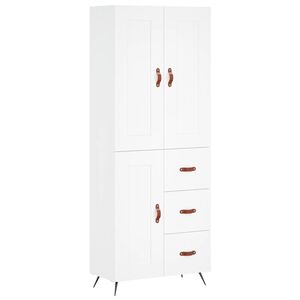 vidaXL Висок шкаф, бял, 69,5x34x180 см, инженерно дърво