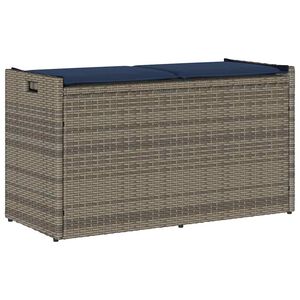 vidaXL Външна пейка за съхранение с възглавница Grey 100 cm Поли ратан
