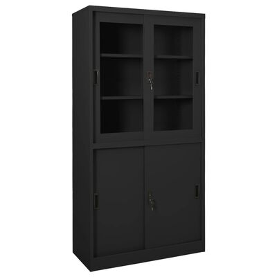vidaXL Офис шкаф с плъзгаща се врата, антрацит, 90x40x180 см, стомана