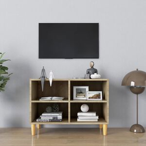 vidaXL ТВ шкаф с крака от дърво масив, дъб сонома, 69,5x30x50 см