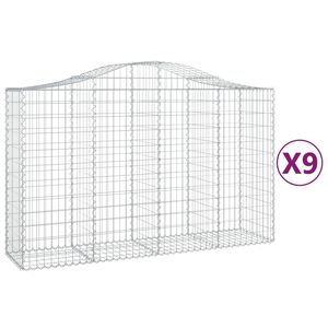 vidaXL Габионни кошници арка 9 бр 200x50x120/140 см поцинковано желязо