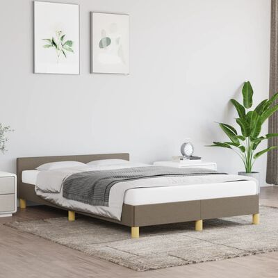 vidaXL Рамка за легло с табла, таупе, 120x190 см, текстил