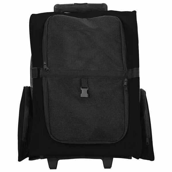 vidaXL Количка за домашни любимци 3 в 1, дизайн, черна, 48x32x(57-106) см, оксфордски плат