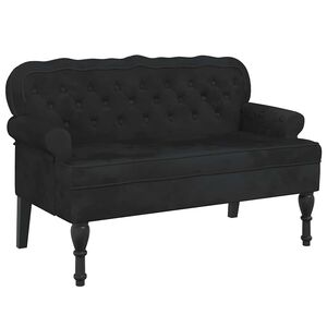 vidaXL Пейка с облегалка, черна, 119,5x64,5x75 см, кадифе