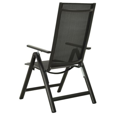 vidaXL Сгъваеми градински столове, 2 бр, textilene и алуминий, черни