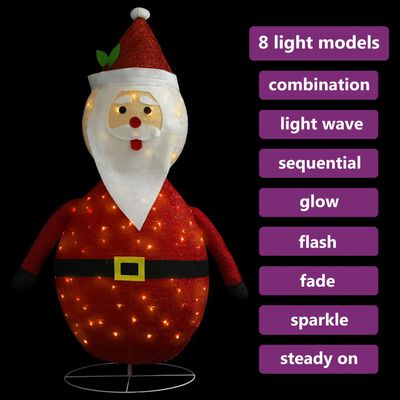 vidaXL Декоративна фигура на Дядо Коледа с LED, лукс, плат, 90 см
