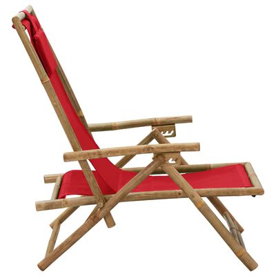 vidaXL Наклоняем стол за релакс, червен, бамбук и текстил