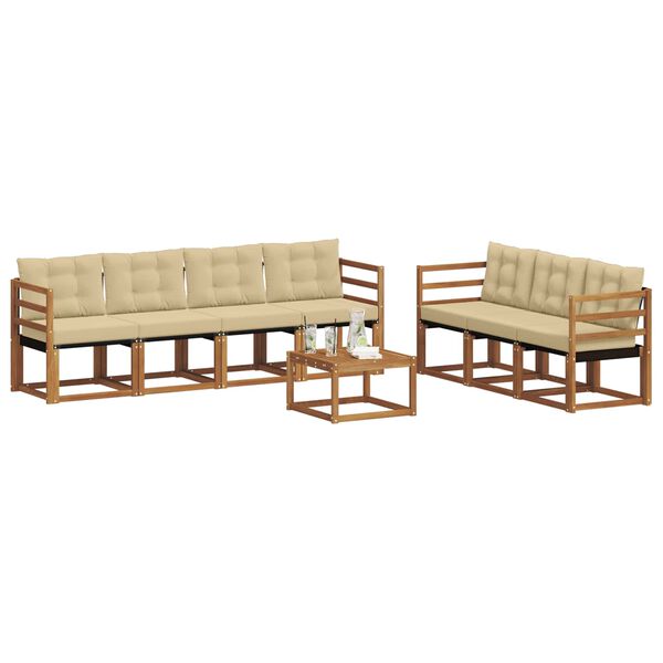vidaXL Комплект дивани за открито 8 pcs Натурален и Бежов