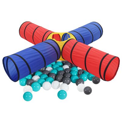 vidaXL Детски тунел за игра с 250 многоцветни топки