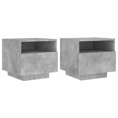 vidaXL Нощни шкафчета с LED осветление, 2 бр, бетонно сив, 40x39x37 см