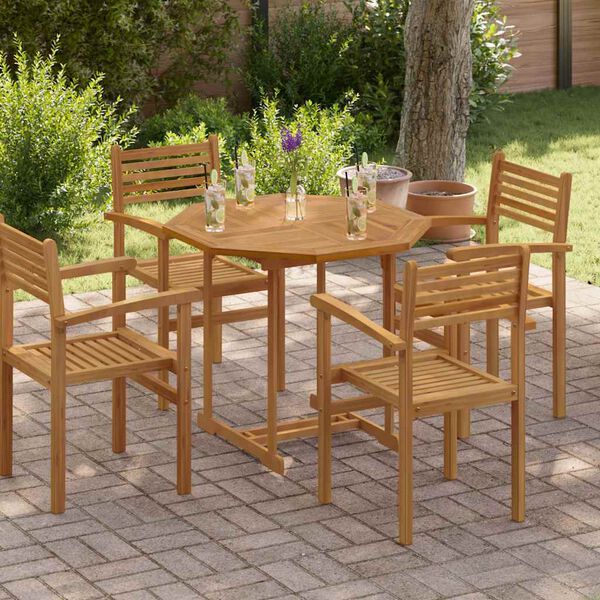 vidaXL Плот за маса 90x90x2,5 см осмоъгълен масивен бук