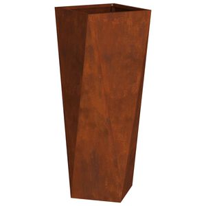 vidaXL Кашпа Ръждясало 30 x 30 x 75 см Патинираща стомана