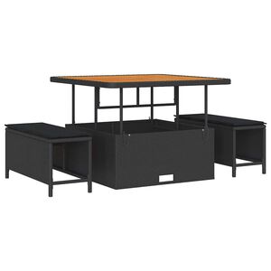 vidaXL Комплект за хранене в градината Черно Полиратан