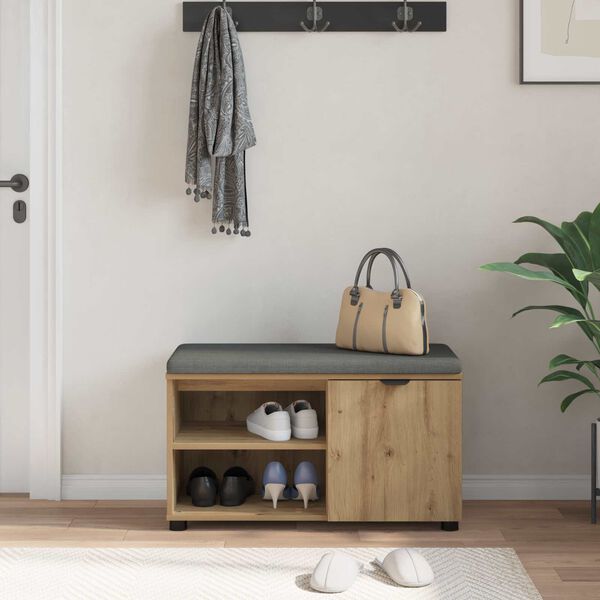 vidaXL Пейка за коридор с възглавница Артизан Дъб 80 x 38 x 46 см