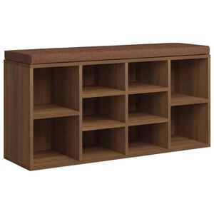 vidaXL Пейка за обувки, кафяв дъб, 103x30x48 см, инженерно дърво