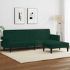 vidaXL 2-местно разтегателно канапе с табуретка, тъмнозелено, кадифе