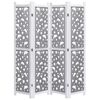 vidaXL Параван за стая, 4 панела, сив, 140x165 cм, масивна дървесина