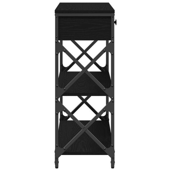 vidaXL Конзолна маса Черен дъб 75 x 28 x 75 см Инженерно дърво и метал