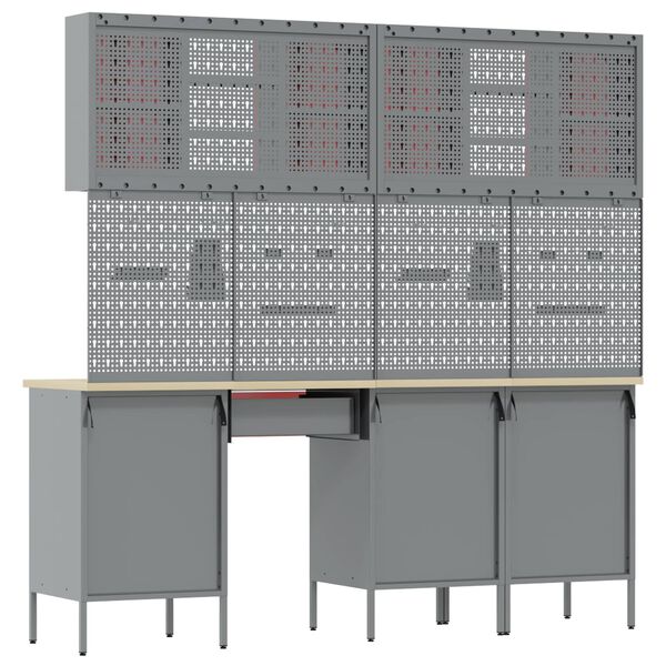 vidaXL Работна маса с чекмедже 10 pcs Черно 200 x 55 x 200 см Стомана