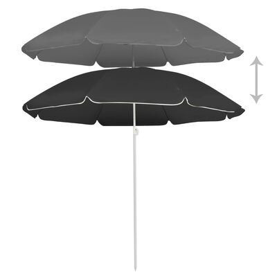 vidaXL Градински чадър със стоманен прът, антрацит, 180 см