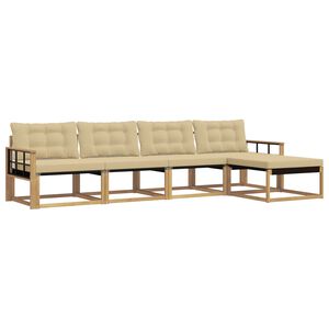 vidaXL Комплект дивани за открито с възглавница 5 pcs Бяло и Бежово