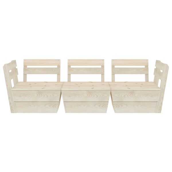 vidaXL Градински 3-местен палетен диван, импрегниран смърч