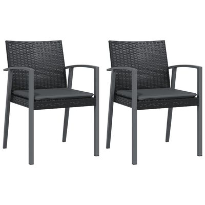 vidaXL Градински стол с възглавници 2 бр черни 56,5x57x83 см полиратан