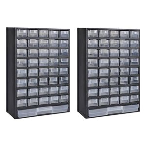 vidaXL Шкаф за инструменти с 41 чекмеджета, 2 бр, пластмаса