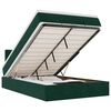 vidaXL Османска легло с матрак и LED, тъмнозелено, 120x200 см, кадифе