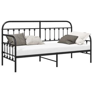 vidaXL Рамка за легло за ден Черно 75 x 190 cm