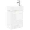 vidaXL Мивка за баня със смесител Бял гланц 45,5 x 22,5 x 84 см