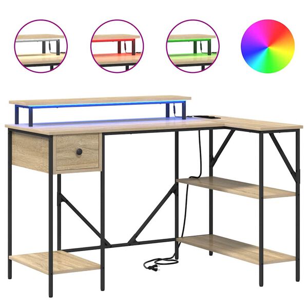 vidaXL Бюро с чекмедже Сонома дъб 120 х 79 х 86,5 см Инженерно дърво