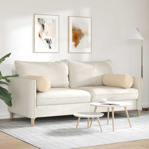 vidaXL Възглавници валяци 2 pcs Крем &Oslash; 25 x 70 см Микрофибърна тъкан