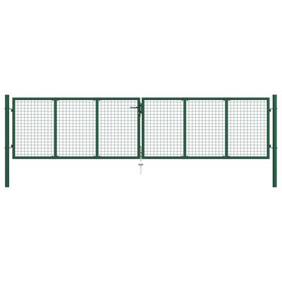 vidaXL Мрежеста градинска порта, стомана, 400x75 см, зелена
