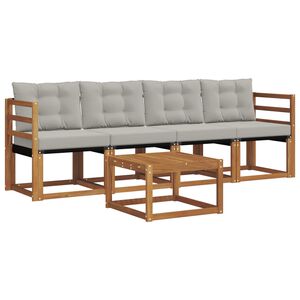 vidaXL Комплект дивани за открито 5 pcs Естествено и светло сиво