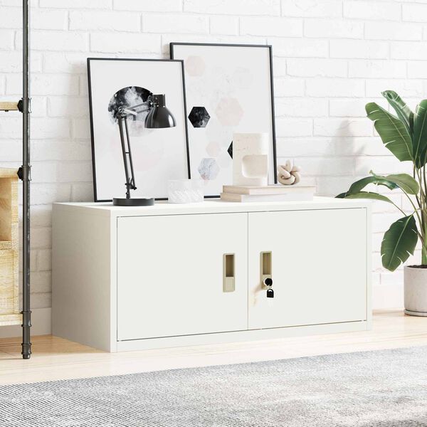 vidaXL Шкаф за съхранение Бял 90 x 40 x 40 см Стомана