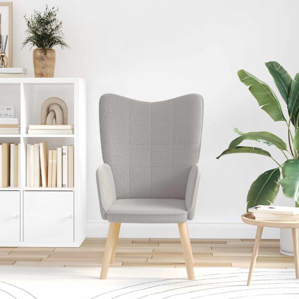 vidaXL фотьойл Светлосиво 62 x 67 x 95,5 см Тъкан Шерпа