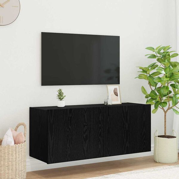 vidaXL TV стенен шкаф Черния дъб 100 x 35 x 41 cm Инженерно дърво