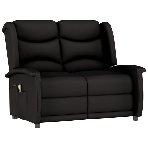 vidaXL 2-местен масажен реклайнер, черен, микрофибърна тъкан