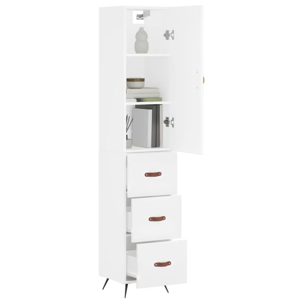 vidaXL Висок шкаф, бял, 34,5x34x180 см, инженерно дърво