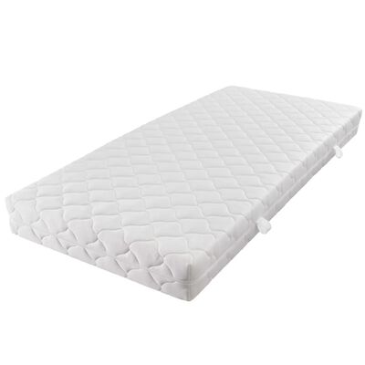 vidaXL Дневно легло с матрак, бяло, метал, 90x200 см