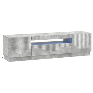 vidaXL LED телевизионен кабинет Бетонно сиво Инженерна дървесина