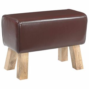 vidaXL Пейка 60 x 30 x 45 cm Естествена кожа Тъмен кафяв