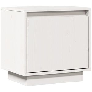 vidaXL Нощно шкафче, бяло, 40x30x40 см, борово дърво масив