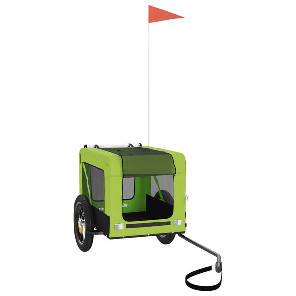 vidaXL Ремарке за колело за любимци зелено черно Оксфорд плат и желязо