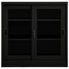 vidaXL Шкаф с плъзгаща врата, черен, 90x40x90 см, стомана