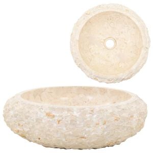 vidaXL Мивка, 40x12 см, мрамор, кремава