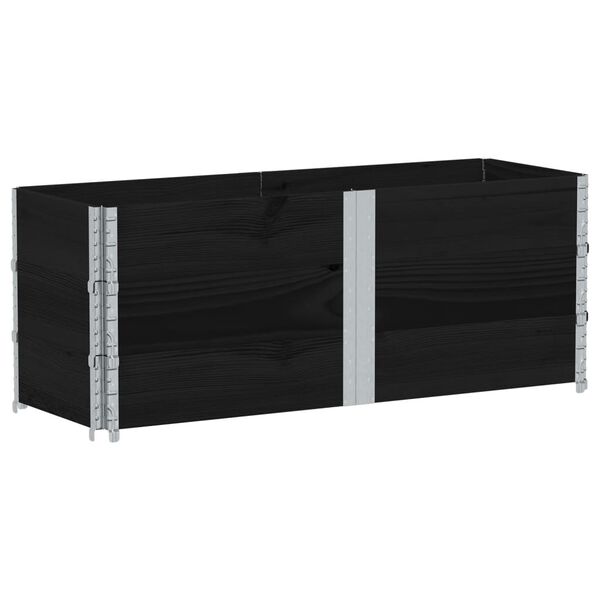 vidaXL Палетни страници, черно, 3 бр, 150x50см, борова дървесина масив